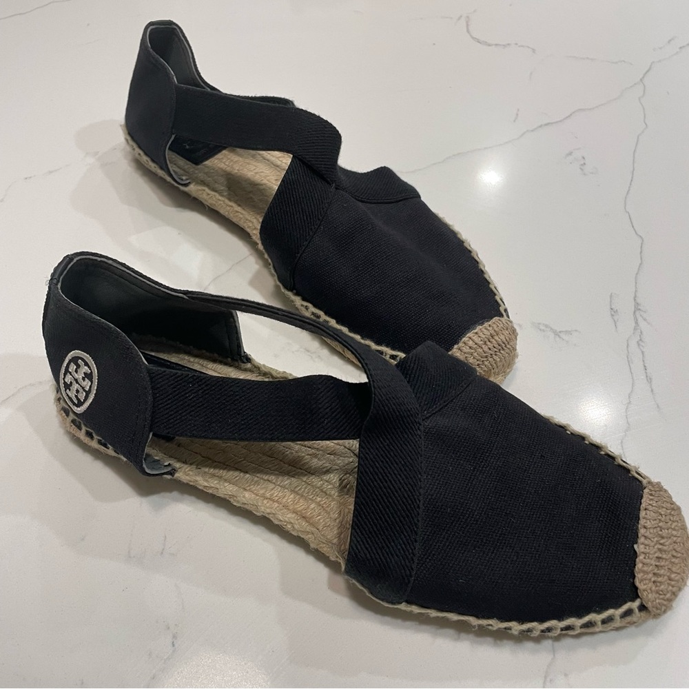 Tory Burch Catalina Espadrille Flat Sandal Black Size 10